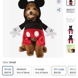 Charming Mouse Dog Costume - Black and Red
